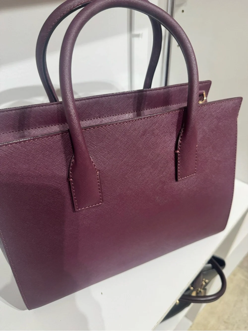 kate spade Cameron Plum Perforated Floral Satchel